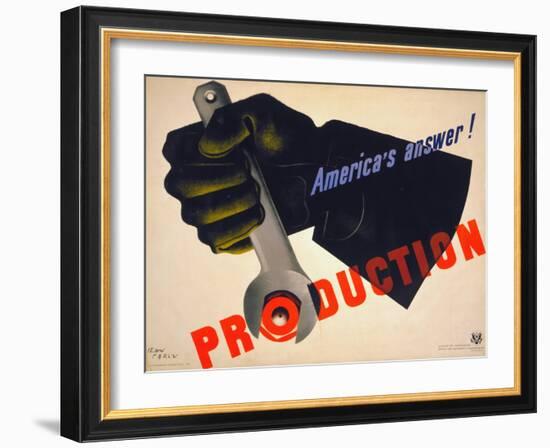 World War II Poster, 1941-Jean Carlu-Framed Giclee Print