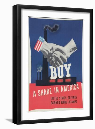 World War Ii Poster, Buy a Share in America-null-Framed Giclee Print