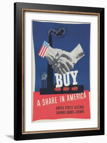 World War Ii Poster, Buy a Share in America-null-Framed Giclee Print