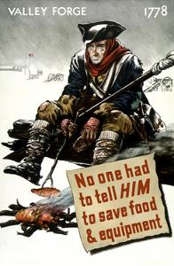 World War II Poster of a Revolutionary War Soldier Cooking over a Fire