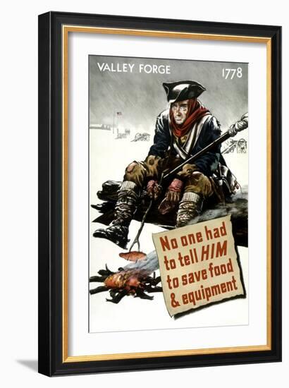 World War II Poster of a Revolutionary War Soldier Cooking over a Fire-null-Framed Art Print