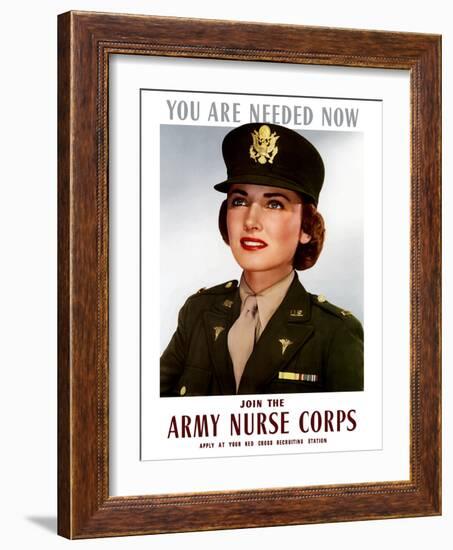 World War II Poster of a Smiling Female Officer of the U.S. Army Medical Corps-Stocktrek Images-Framed Photographic Print