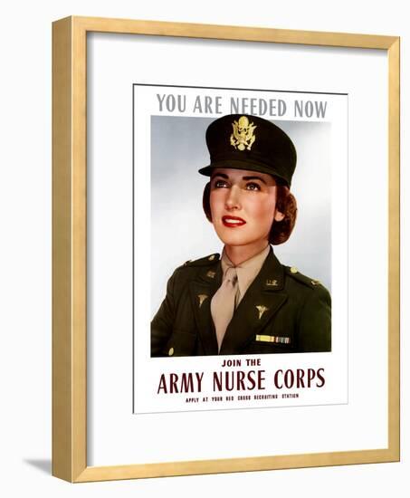 World War II Poster of a Smiling Female Officer of the U.S. Army Medical Corps-Stocktrek Images-Framed Photographic Print