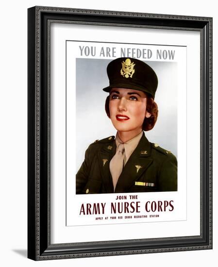 World War II Poster of a Smiling Female Officer of the U.S. Army Medical Corps-Stocktrek Images-Framed Photographic Print