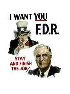 World War II Poster of Uncle Sam and President Franklin Roosevelt