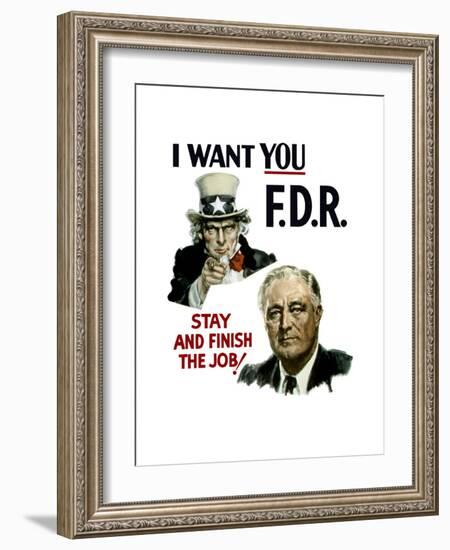 World War II Poster of Uncle Sam and President Franklin Roosevelt-null-Framed Art Print