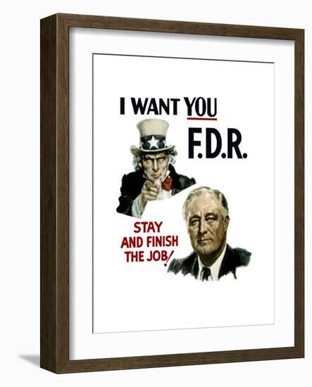 World War II Poster of Uncle Sam and President Franklin Roosevelt-null-Framed Art Print