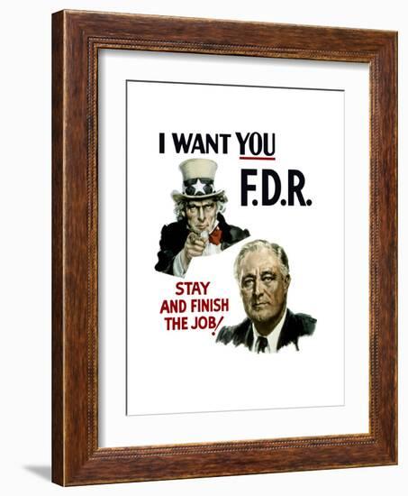 World War II Poster of Uncle Sam and President Franklin Roosevelt-null-Framed Art Print