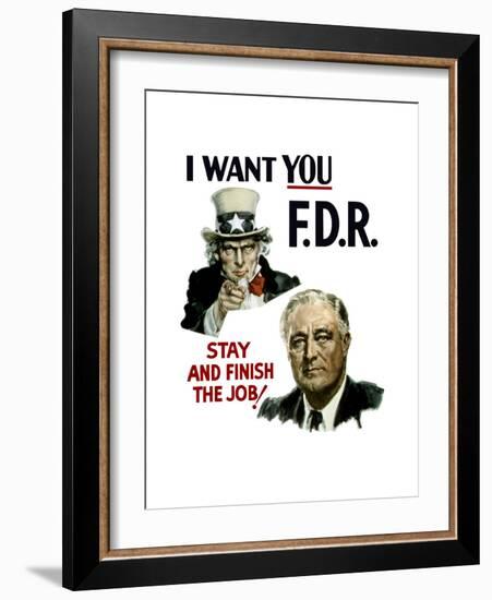 World War II Poster of Uncle Sam and President Franklin Roosevelt-null-Framed Art Print