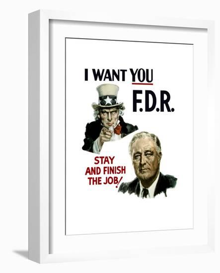 World War II Poster of Uncle Sam and President Franklin Roosevelt-null-Framed Art Print