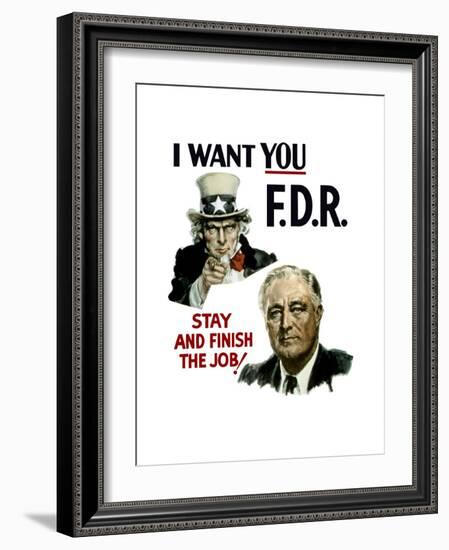 World War II Poster of Uncle Sam and President Franklin Roosevelt-null-Framed Art Print