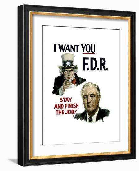 World War II Poster of Uncle Sam and President Franklin Roosevelt-null-Framed Art Print