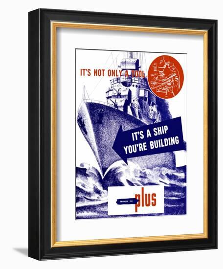 World War II Propaganda Poster Featuring a Battleship Out a Sea-null-Framed Art Print