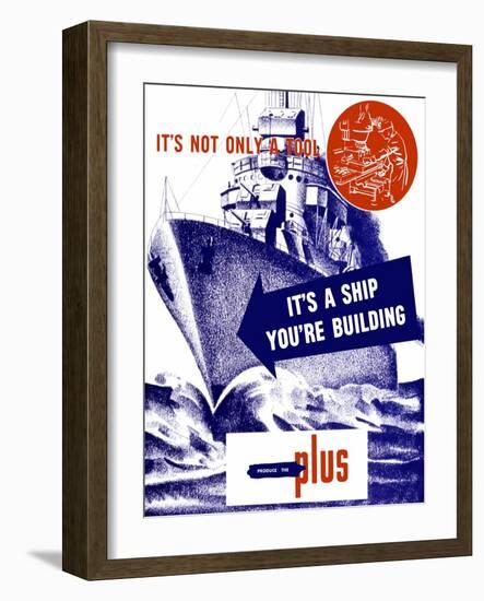 World War II Propaganda Poster Featuring a Battleship Out a Sea-null-Framed Art Print