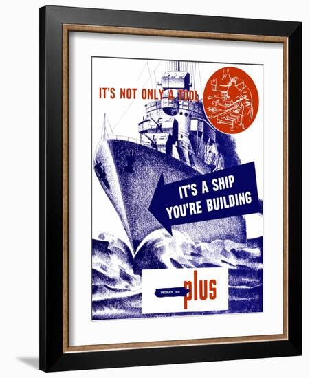 World War II Propaganda Poster Featuring a Battleship Out a Sea-null-Framed Art Print