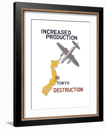 World War II Propaganda Poster Featuring a Bomber Flying over Japan-null-Framed Art Print