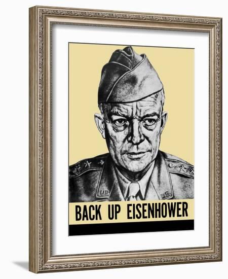 World War II Propaganda Poster Featuring General Dwight Eisenhower-null-Framed Art Print