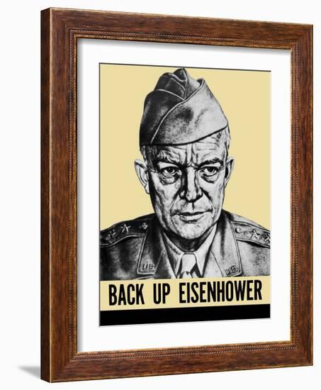 World War II Propaganda Poster Featuring General Dwight Eisenhower-null-Framed Art Print