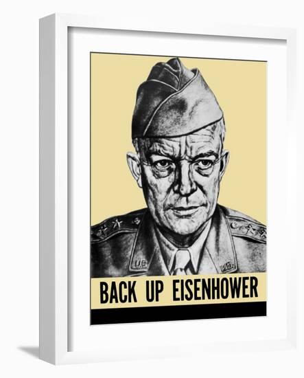 World War II Propaganda Poster Featuring General Dwight Eisenhower-null-Framed Art Print