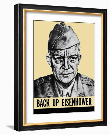 World War II Propaganda Poster Featuring General Dwight Eisenhower-null-Framed Art Print