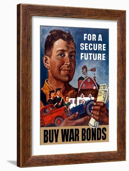 World War II Propaganda Poster of a Farmer Holding His Future-null-Framed Art Print