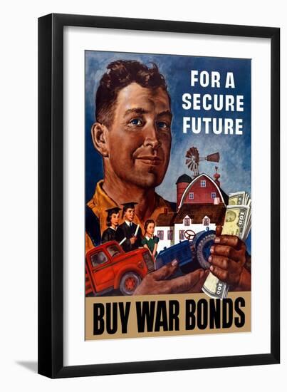 World War II Propaganda Poster of a Farmer Holding His Future-null-Framed Art Print