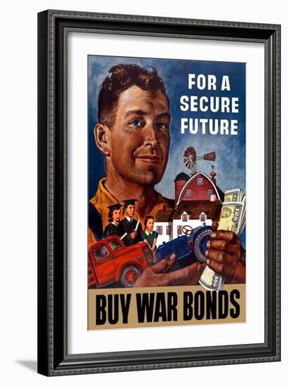 World War II Propaganda Poster of a Farmer Holding His Future-null-Framed Art Print