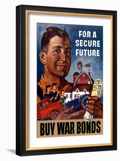 World War II Propaganda Poster of a Farmer Holding His Future-null-Framed Art Print