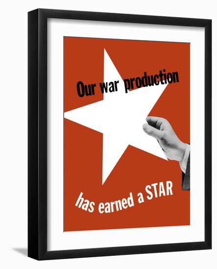 World War II Propaganda Poster of a Hand Holding a Large White Star-null-Framed Art Print