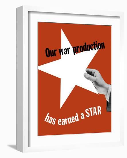 World War II Propaganda Poster of a Hand Holding a Large White Star-null-Framed Art Print