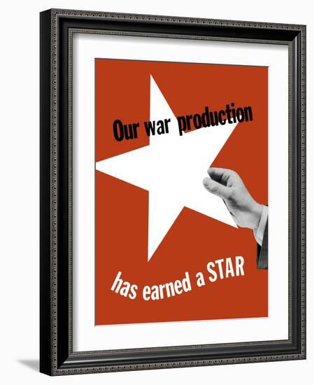 World War II Propaganda Poster of a Hand Holding a Large White Star-null-Framed Art Print