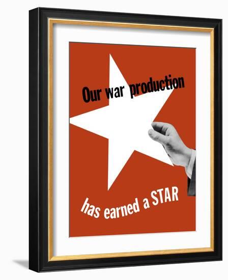 World War II Propaganda Poster of a Hand Holding a Large White Star-null-Framed Art Print