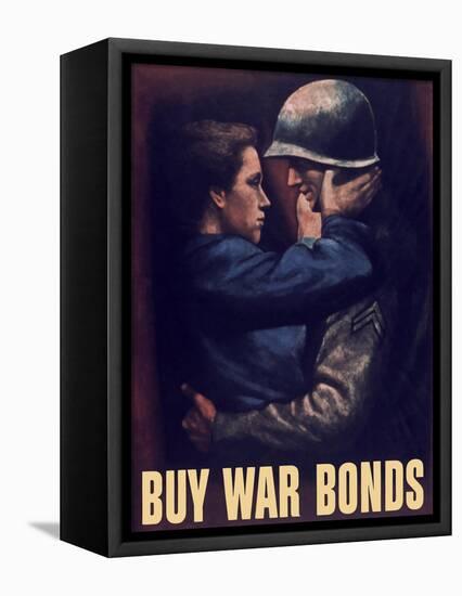 World War II Propaganda Poster of a Soldier Embracing a Woman-null-Framed Stretched Canvas