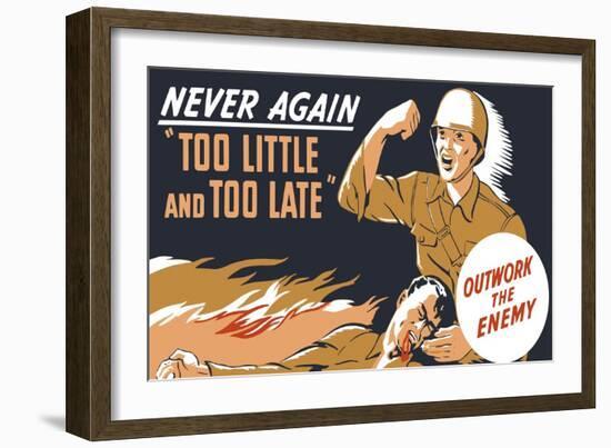 World War II Propaganda Poster of a Soldier Holding His Dead Comrade-null-Framed Art Print