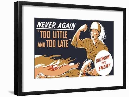 World War II Propaganda Poster of a Soldier Holding His Dead Comrade-null-Framed Art Print