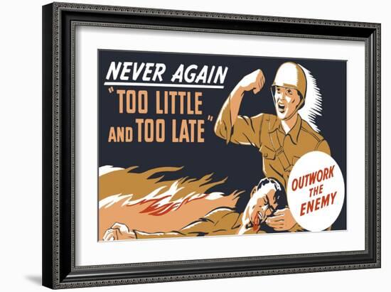 World War II Propaganda Poster of a Soldier Holding His Dead Comrade-null-Framed Art Print