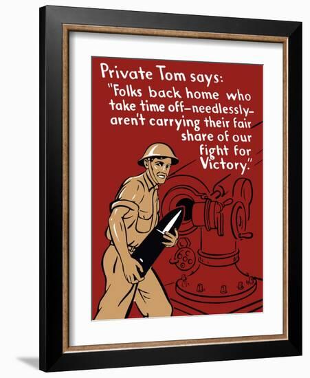 World War II Propaganda Poster of a Soldier Loading an Artillery Gun-null-Framed Art Print