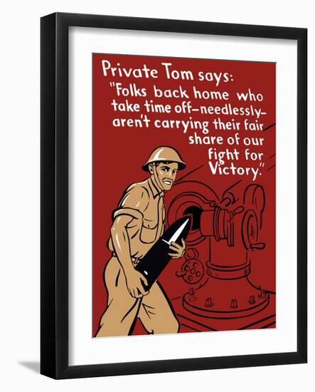 World War II Propaganda Poster of a Soldier Loading an Artillery Gun-null-Framed Art Print