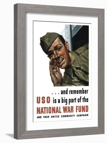 World War II Propaganda Poster of a Soldier Shouting from a Window-null-Framed Art Print