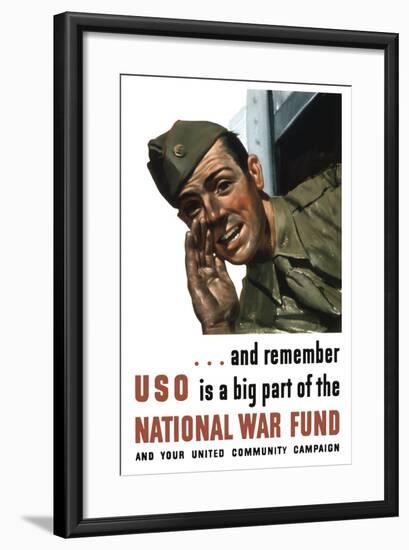 World War II Propaganda Poster of a Soldier Shouting from a Window-null-Framed Art Print