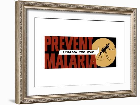 World War II Propaganda Poster of an Arrow Pointing at a Large Mosquito-null-Framed Art Print