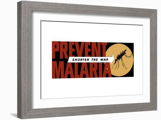 World War II Propaganda Poster of an Arrow Pointing at a Large Mosquito-null-Framed Art Print