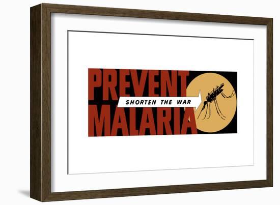 World War II Propaganda Poster of an Arrow Pointing at a Large Mosquito-null-Framed Art Print