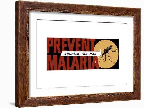 World War II Propaganda Poster of an Arrow Pointing at a Large Mosquito-null-Framed Art Print