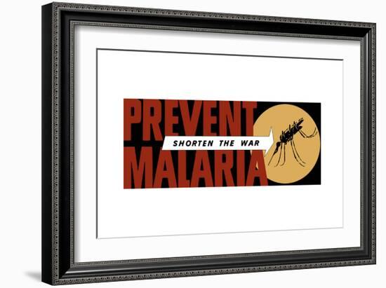 World War II Propaganda Poster of an Arrow Pointing at a Large Mosquito-null-Framed Art Print