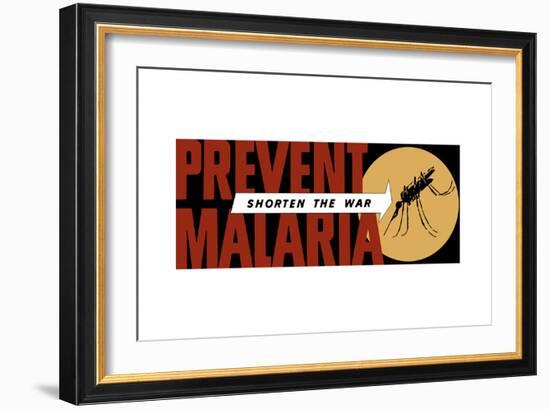 World War II Propaganda Poster of an Arrow Pointing at a Large Mosquito-null-Framed Art Print