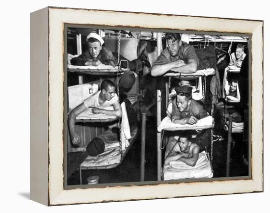 World War II, USN Sailors in Bunks, 1943-Science Source-Framed Premier Image Canvas