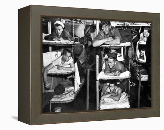 World War II, USN Sailors in Bunks, 1943-Science Source-Framed Premier Image Canvas