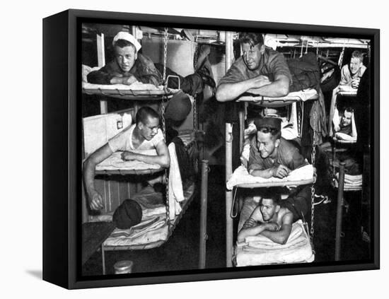 World War II, USN Sailors in Bunks, 1943-Science Source-Framed Premier Image Canvas