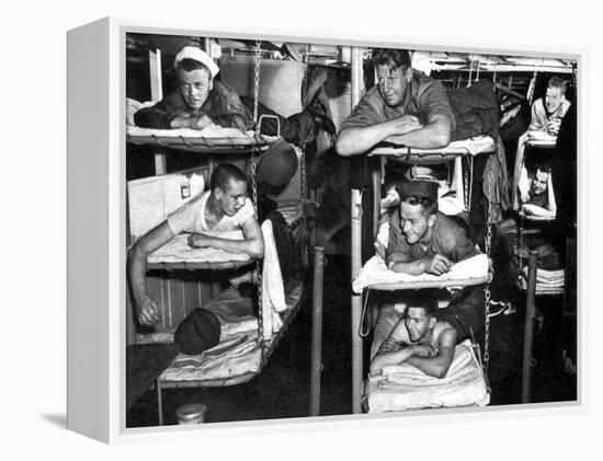 World War II, USN Sailors in Bunks, 1943-Science Source-Framed Premier Image Canvas